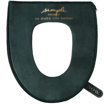 

Cover Pad Easy Clean Washable Velvet Toilet Seat Cushion Zipper Closer Bathroom Thickened Soft Protective Winter Warmer Lid Top