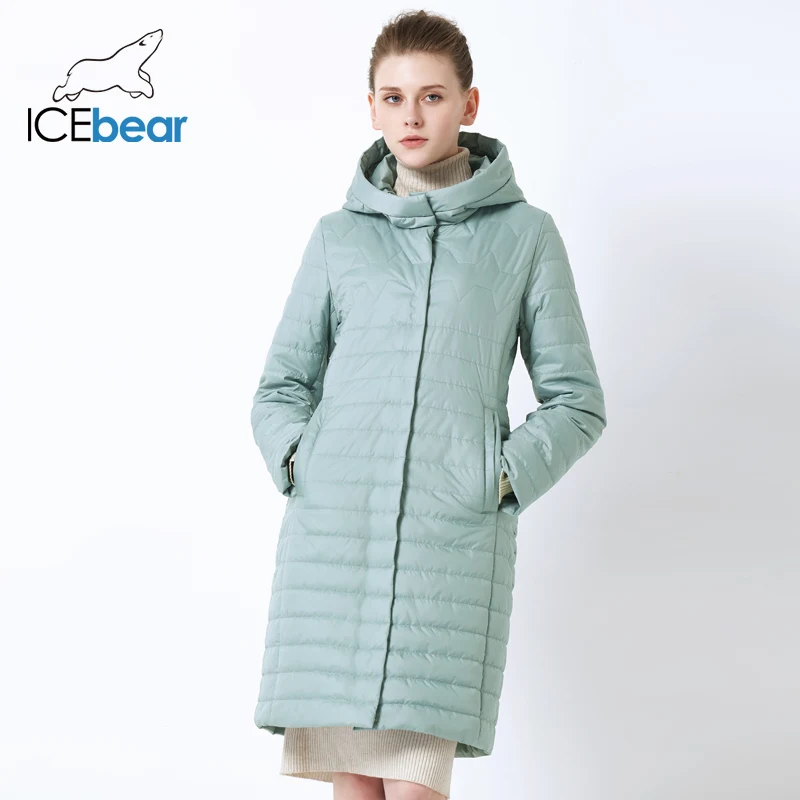 Vente ICEbear 2019 nouvelle veste femme de haute qualité à capuche automne femmes manteau coton vêtements simple boutonnage mi long GWC19067I