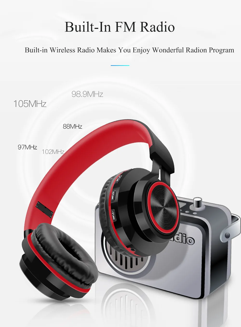 Hi-Fi стерео наушники, беспроводная Bluetooth гарнитура, складные наушники, регулируемые наушники с микрофоном, sd-карта для ios, Android, телефона