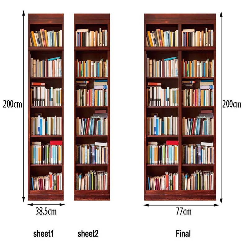 Современная библиотека украшение для двери Обои DIY самоклеющиеся наклейки виниловый водонепроницаемый съемный наклейки книжная полка плакаты deur стикер