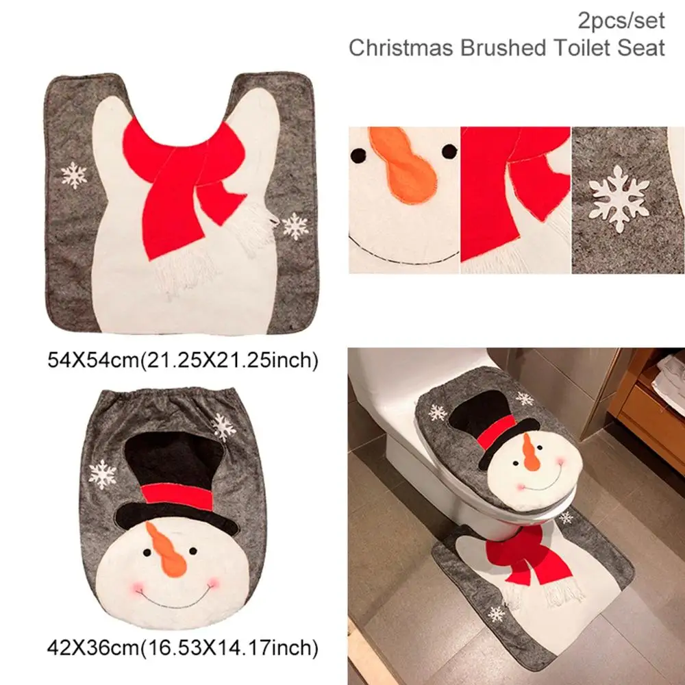 Рождественские шторки коврик для ванной комнаты украшения для салона автомобиля веселые рождественские украшения для дома рождественские подарки год - Цвет: Toilet Seat 6