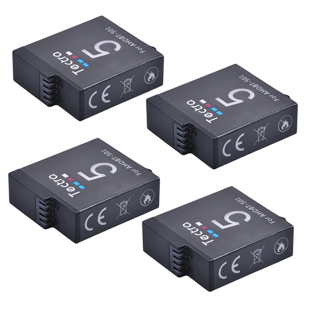 4 шт 1600mAh Gopro AHDBT 501 Аккумулятор для камеры GoPro Hero 5 6 7 черный аккумулятор для спортивной экшн-камеры+ коробка для карт