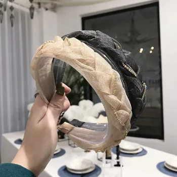 

2020 Vintage Lace Mesh Braid Hair Bands For Women Girls Hair Accessories Chain Headband opaska do wlosow diademas headwear haar