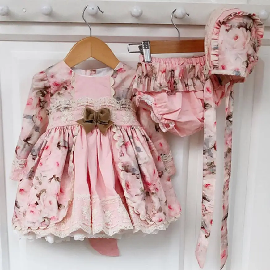 Одежда для маленьких девочек; испанское ретро платье принцессы в стиле Лолиты; кружевное платье с вышивкой и принтом для девочек; платье для дня рождения; vestidos; Y2596