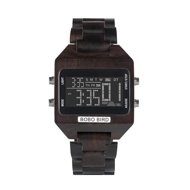 BOBO BIRD оригинальная брендовая с деревянной часы Relogio Цифровые мужские часы водонепроницаемые будильник мужские наручные часы в подарочной бумажной коробке