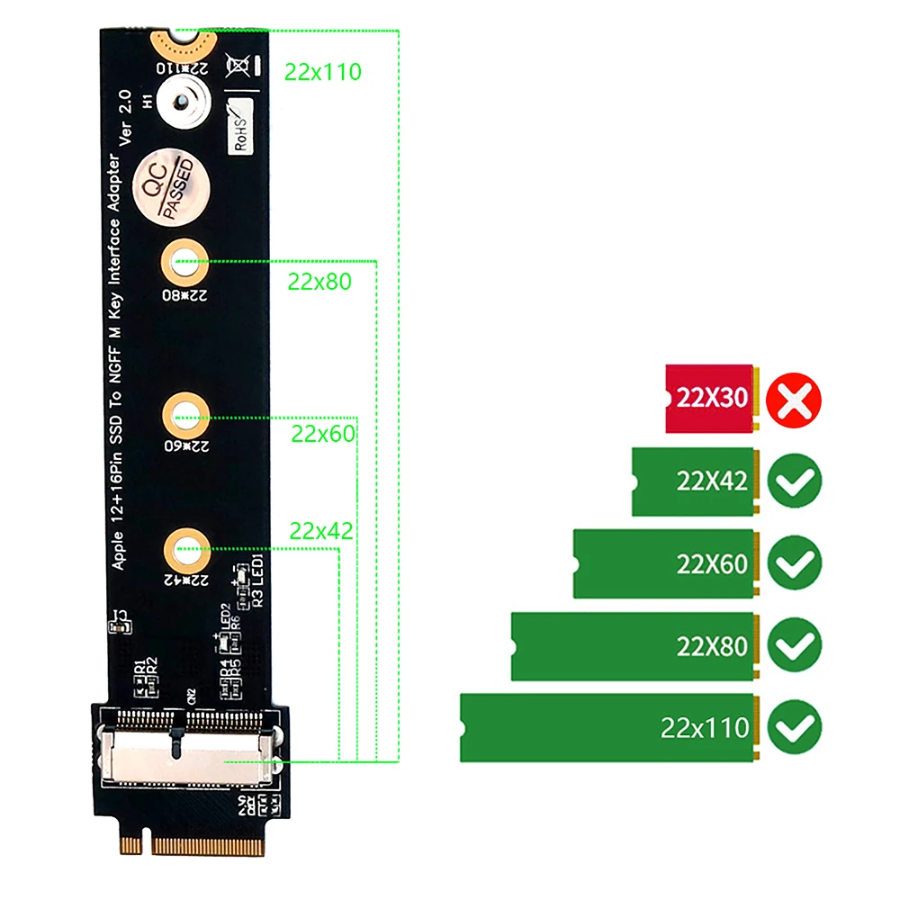 Для Macbook SSD адаптер для Apple SSD адаптер для Macbook Air Pro retina 2013- SSD для M2 адаптер M Key M.2 NGFF конвертная карта