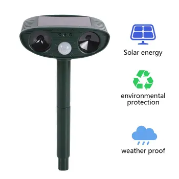 

Solar Powered Motion Activated Animal Ultrasonic Cats Dogs Repeller Frighten Animals 511 For Outdoor Gardening