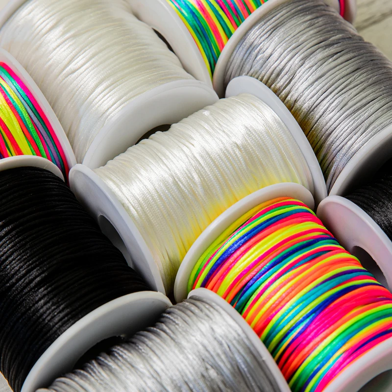 Bite Bites 1pc Satin Silk Rope Nylon Cord Colorful 1mm 80m Baby Teether Accessories Teething Necklace Rattail Cord DIY Tool Toys