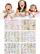  20 10Sheets/lot Kids Tattoo Temporary Cartoon Zoo Animal Princess Stickers for Girl Boy Birthday Gift DIY Toys For Children 