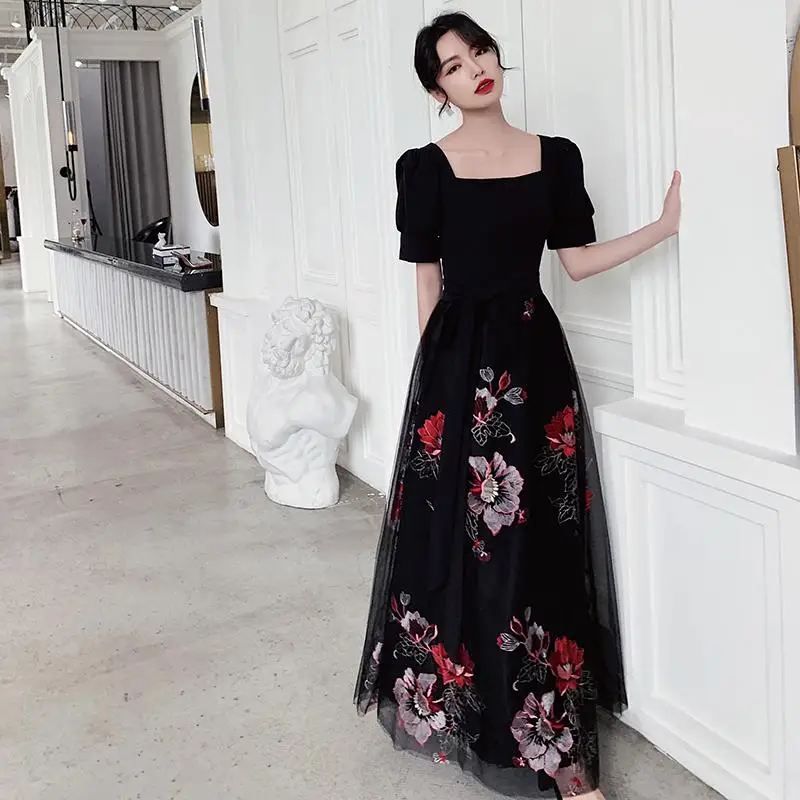 Сексуальное черное длинное женское платье Cheongsam, новинка, вечернее платье для вечеринки, элегантное Сетчатое ТРАПЕЦИЕВИДНОЕ плиссированное платье с рукавом-бабочкой, Qipao Vestidos - Цвет: Black 8