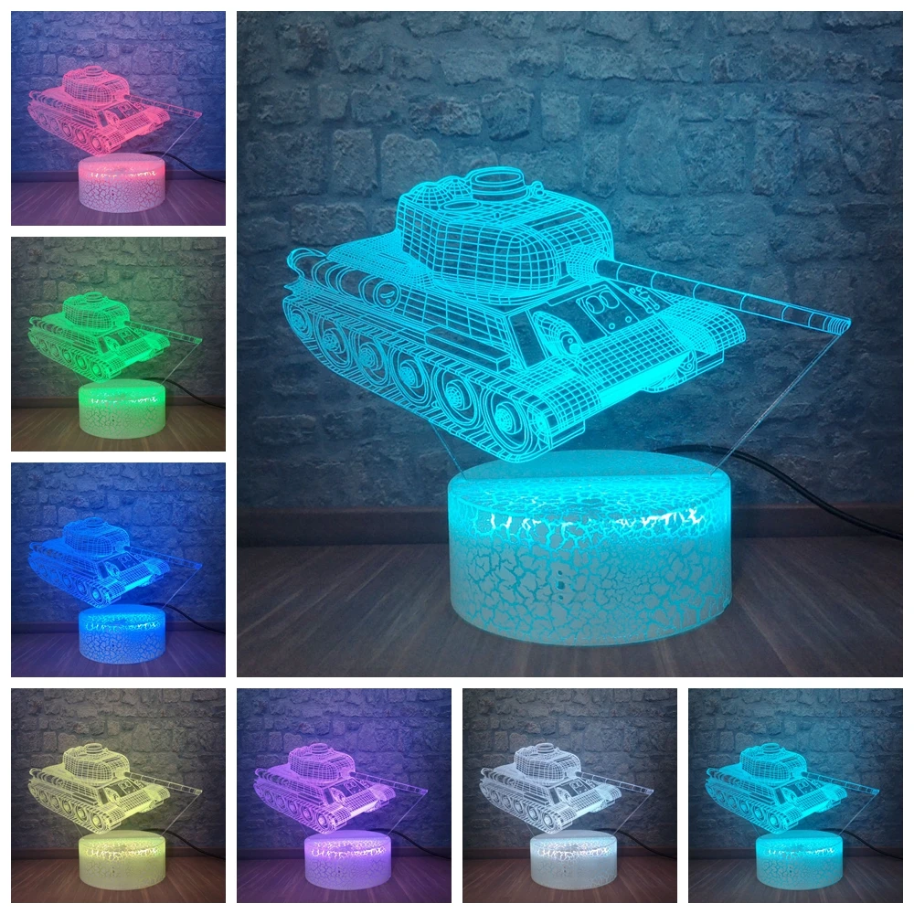 Горячая Распродажа крутой 3D Военный машинный бак Ночной светильник модель