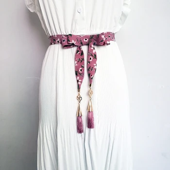 

Korean version of the fashion ribbon silk belt women's thin decorative dress simple and versatile long tassel waist chain with s