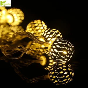 Kingoffer 3,5 м 20 светодиодный марокканский шар золотой шар рождественские гирлянды для украшения рождества Вечерние огни Хэллоуин теплый белый - изображение