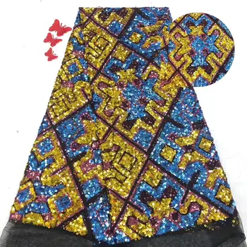 

African Sequins Lace Fabric 2019 Embroidered Nigerian Net Laces Fabric Bridal High Quality French Tulle Lace Fabric JIAJIASE082