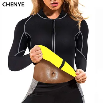 

2020 Slimming Body Shaper Waist Trainer for Women's Zipper Blouse Neoprene Sauna tops Warming Shirt Long Sleeve Jacket Shapewear