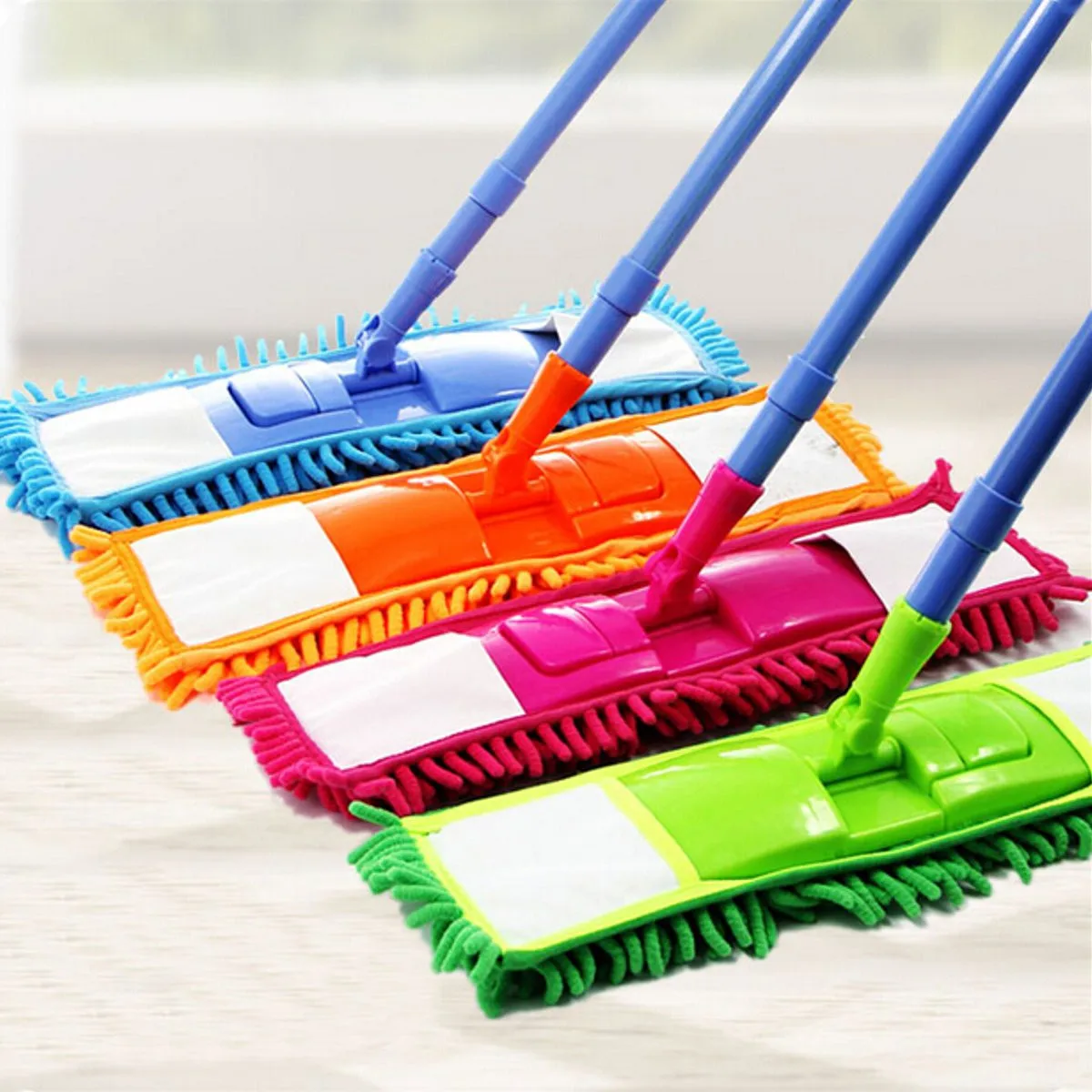 Dry and Wet Cleaning Sweeper With Telescopic Handle Extendable Microfibre Floor Mop Soft Bristle Rubber Broom Sweeper