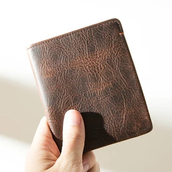 

Retro Leather Wallet Men's Short Old Distressed Handmade Card Holder Wallet Small Coin Purse Driving License Men Youth Wallet
