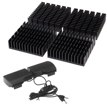 

4pcs Black Aluminum Heat Sink Cooling Fin Cooler & 1pcs Clip Mini Portable USB Stereo Speaker Soundbar