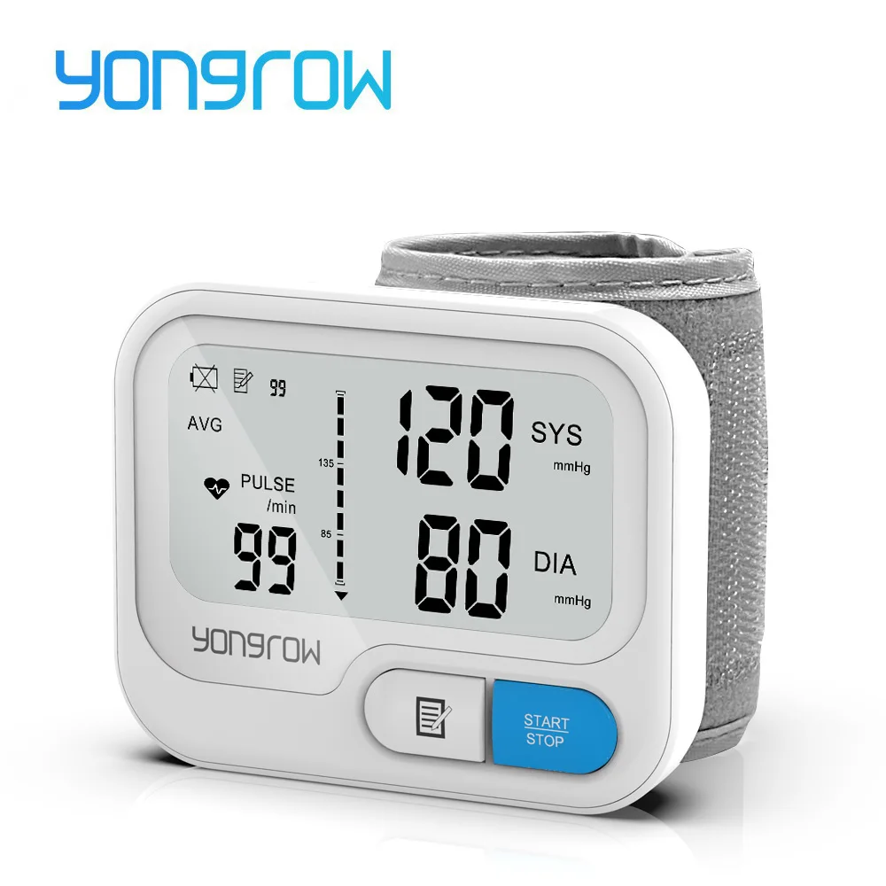 Yongrow Automatic Digital Wrist Blood Pressure Monitor sphygmomanometer Tonometer tensiometer Heart Rate Pulse Meter BP Monitor
