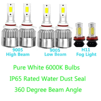 

6PCS 9005+9005 Combo LED Headlight H16 H11 FogLight For 2013-15 Toyota-RAV4