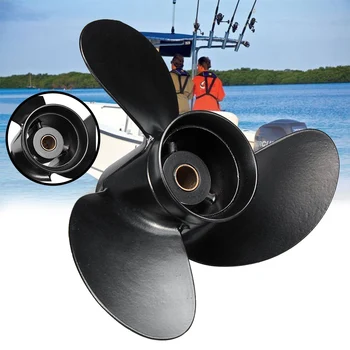 

for Tohatsu Nissan-Mercury 8-9.8HP 3B2W64517-1 8.5X9 Outboard Propeller Boat Aluminum Alloy 3 Blades Black 12 Spline Tooths