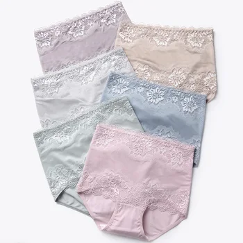 

Women's Lace Abdominal Underwear Lifting Hip High Waist Pure Cotton Crotch Postpartum Belly Trousers