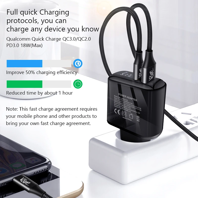 Cena Ładowarka USB VVKing 18W PD szybka ładowarka rodzaj USB C ładowarka PD HD inteligentny wyświetlacz ue wtyczka do iphone a 11 Pro Samsung Xiaomi ładowanie