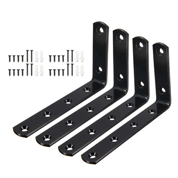 

4Pcs Cast Iron Heavy Duty Support Angle Brackets Wall Mounted L Shaped Angle Shelf Brackets Holder Screw Fixing Home Hareware