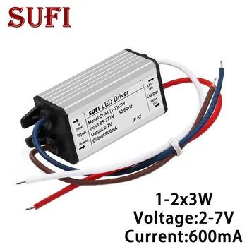 

No Flicker AC85-277V LED Driver 1-2x3w 600mA 2-7V Constant Current Lighting Transformers 3W 6W Power Supply Waterproof