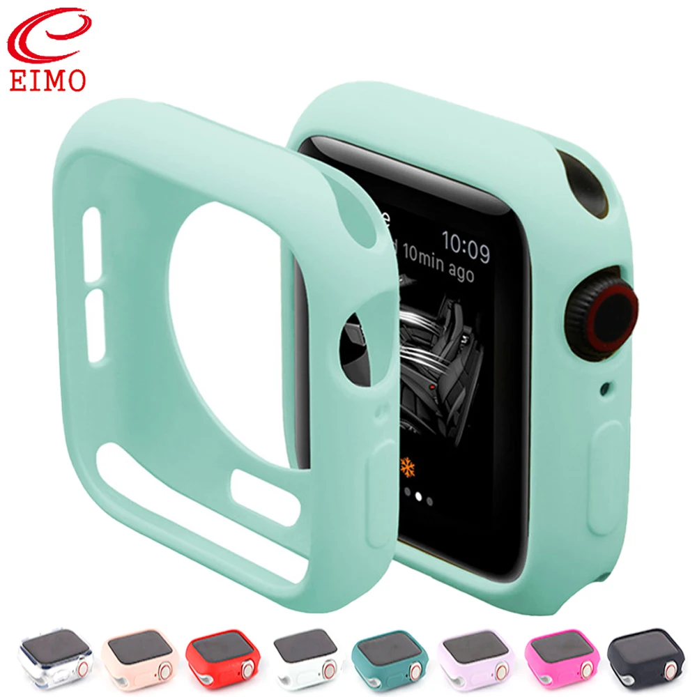 Funda protectora de goma suave para Apple Watch serie 6 se 5 4 3, para carcasa de reloj Apple, 44mm, 40mm, 42mm, 38mm