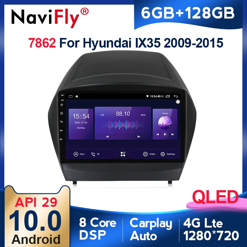 QLED 1280*720 Android 10 0 автомобильный мультимедийный плеер для Hyundai Tucson 2 LM IX35 2009 - 2015 радио