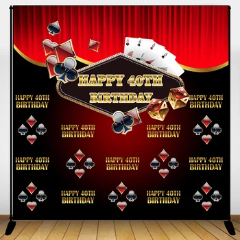 

Mehofoto 40th Birthday Backdrop Poker Step and Repeat Background 50 60 Years Old Casino Party Banner Decoration Adult Customized