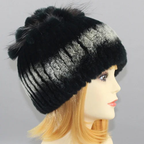 Новое поступление Для женщин меховые шапки головные уборы зимние сапоги на меху с цветочным узором в стиле пэчворк; Цвет Настоящий мех кролика шапка леди модные бейсболки - Цвет: Color18