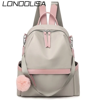 

Women Oxford Cloth Waterproof Backpack With Hairball Anti-theft Big Student Bag for Girl Casual Large Travel Backpack Mochila