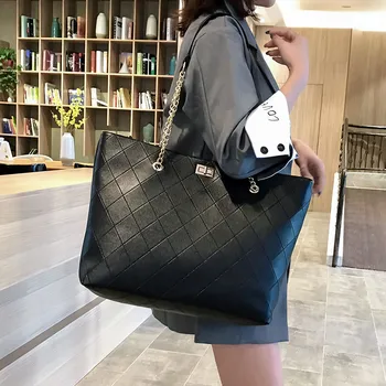 

Large Capacity Women Casual Totes Bag Female Diamond Lattice PU Leather Shopper Shoulder Bags Lady Big Mommy Handbag Bolso Mujer