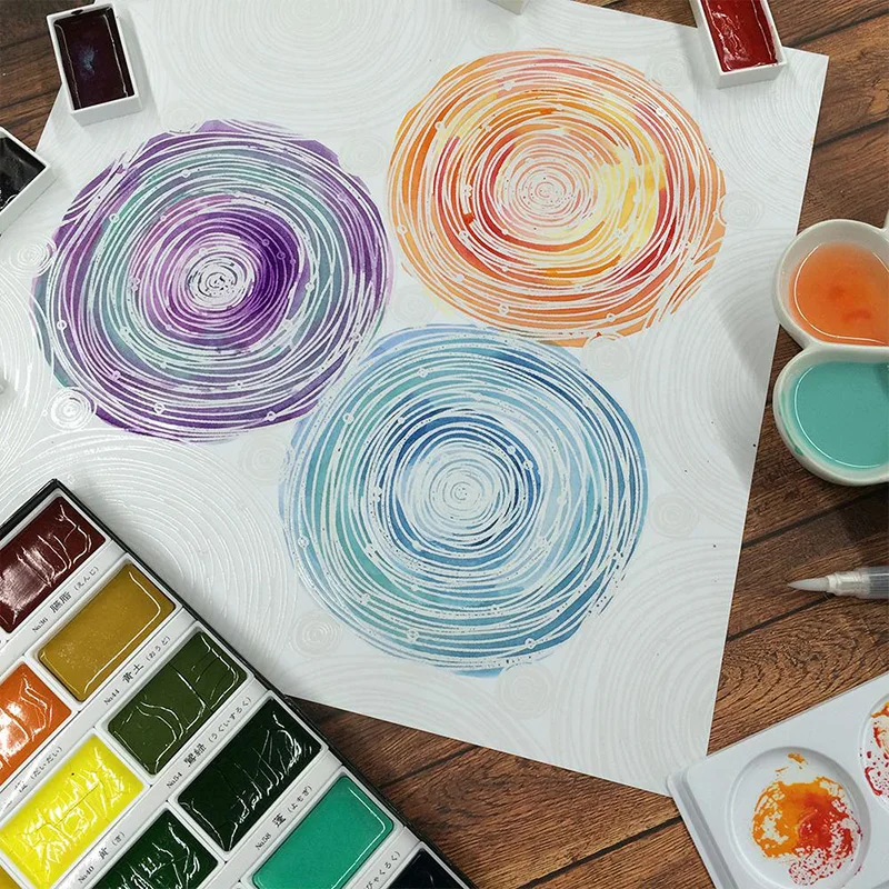 12/18/24/36/48 Colors Portable Travel Solid Pigment Watercolor Paints Set With Water Color Brush Pen For Painting Art Supplies