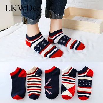 

LKWDer 5 Pairs Mens Cotton Ankle Socks Fashion Casual Sweat-absorbent Boat Socks Short Tube Shallow Sock Meias Calcetines Hombre