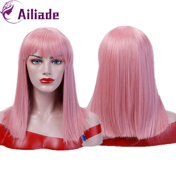 

AILIADE New Arrivals Long Straight Synthetic Wigs With Bangs Ombre Red White Gray For Women Daily/Cosplay/Party Free Shipping