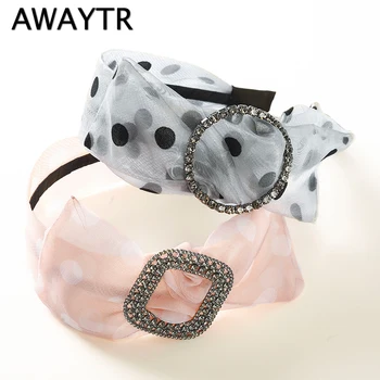 

AWAYTR New Arrival Dot Solid Colors Hair Knotted Square Crystal Hair Band for Women Elegant Headbands Hairbands Headwear