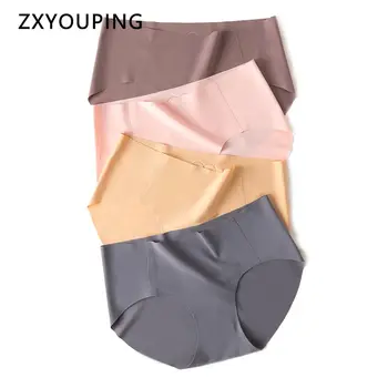 

Ultra Thin Seamless Panties Women Ice Silk Breathable Underwear Ladies Sexy Soft Briefs Solid Color Mid Waist Comfort Lingerie