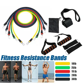 

Resistance Band 2020 Top 11pcs / Set Natural Rubber Latex Fitness Re sistance Bands Exercise Elastic Pul Pull Rope