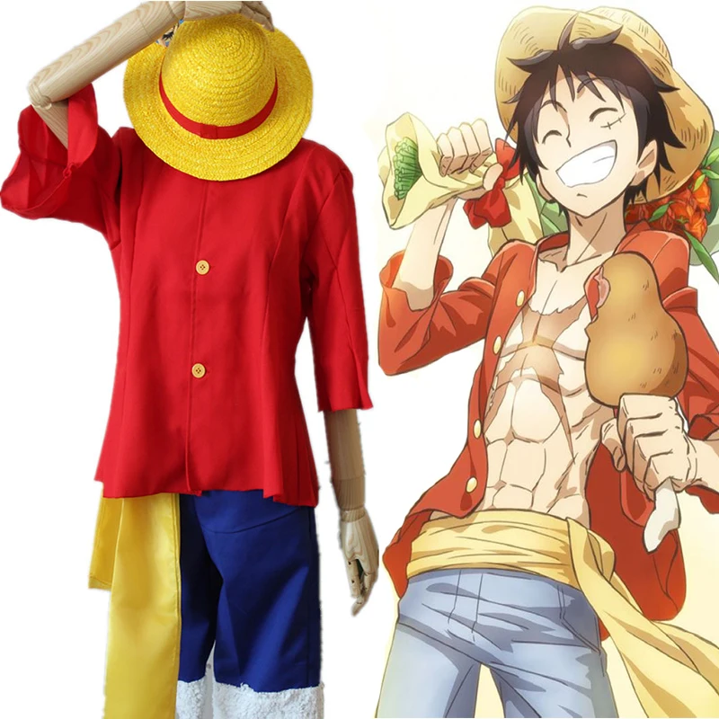 Compre Anime macaco d luffy cosplay traje para homens novo mundo