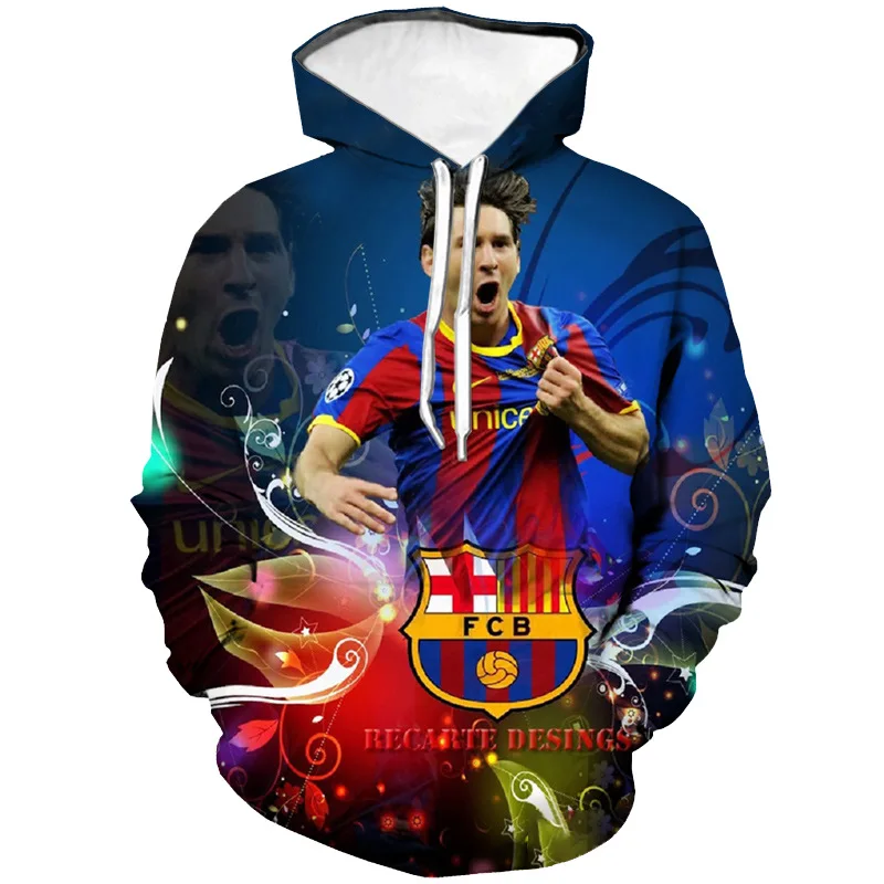 Messi/толстовка с капюшоном; спортивная одежда с объемным рисунком «Барселона»; одежда для родителей и детей; одинаковые комплекты для семьи; уличная одежда; подарки для детей; Прямая поставка - Цвет: Messi 3d hoodie