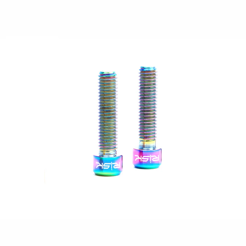 Rainbow Риск 2 шт. M5x25mm титановый сплав фиксированный винт для горного велосипеда направляющий R RS RSC масляный Дисковый Тормоз MTB рычаг велосипедного тормоза фиксирующий болт - Color: Rainbow
