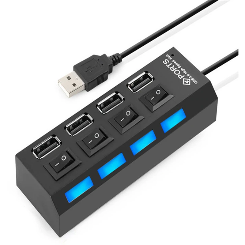 LHMZNIY usb-хаб 2,0 Мульти USB разветвитель USB2.0 концентратор светодиодный с переключателем ВКЛ/ВЫКЛ для планшетов, ноутбуков, компьютеров, аксессуаров