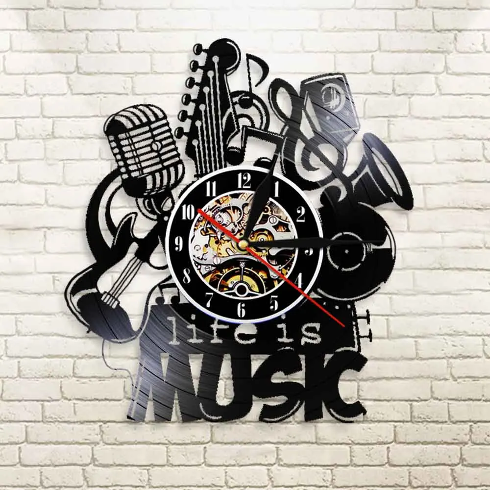 Винтажные настенные часы Life Is Music с виниловой пластиной антикварные музыкальные