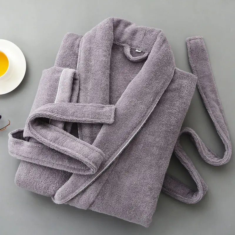 Winter Warm Homewear Casual Robe Men Women Toweling Terry Robe Cotton Bathrobe Soft Ventilation Sleeprobe