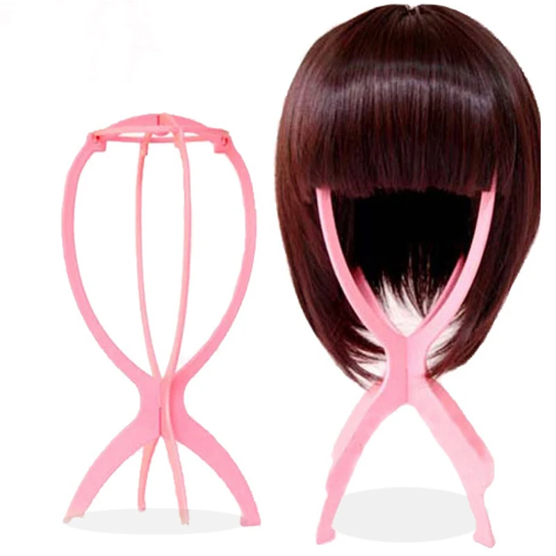 Розовый парик поддержка подставки складные прочные волосы парик шляпа Салон мода модель манекен держатель для головы стенд дисплей инструмент для укладки