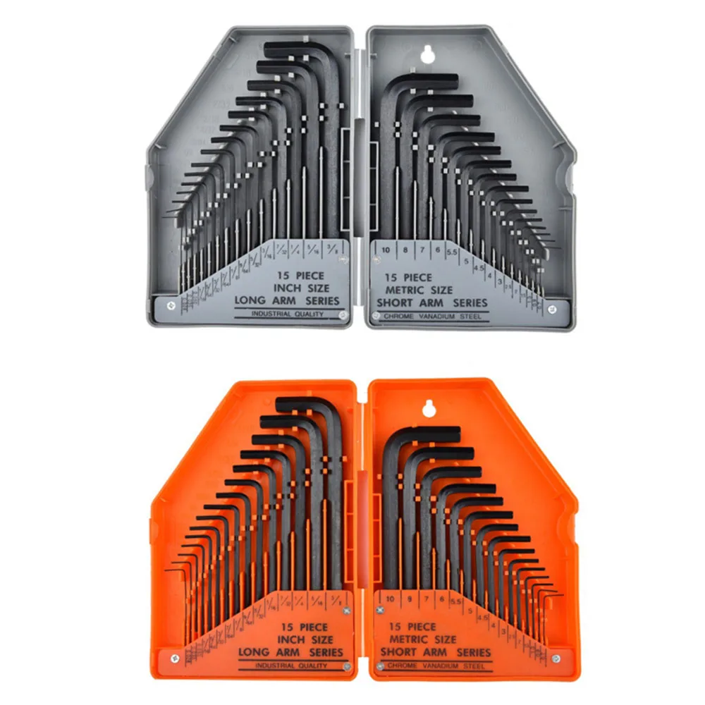 

Wrench 30-piece Allen Wrench Hex Key Industrial Grade Metric Inch Flat Head Hex Wrench Set L-type Wrench Hand Tool Kit