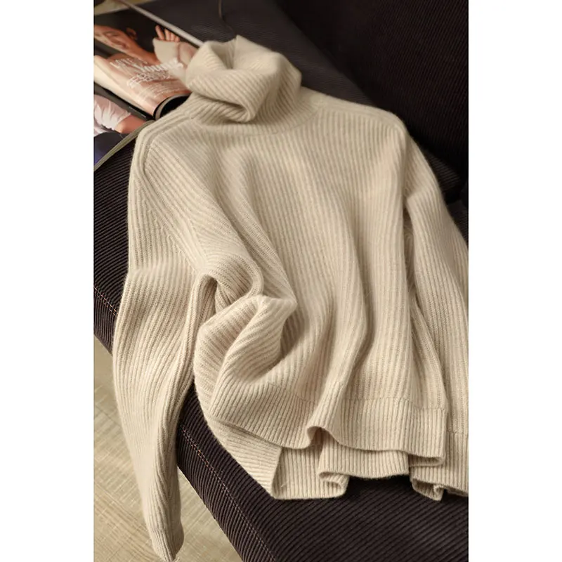 Women Sweater 2019 Autumn Winter Loose Batwing Sleeve Turtleneck 100% Cashmere New | Женская одежда